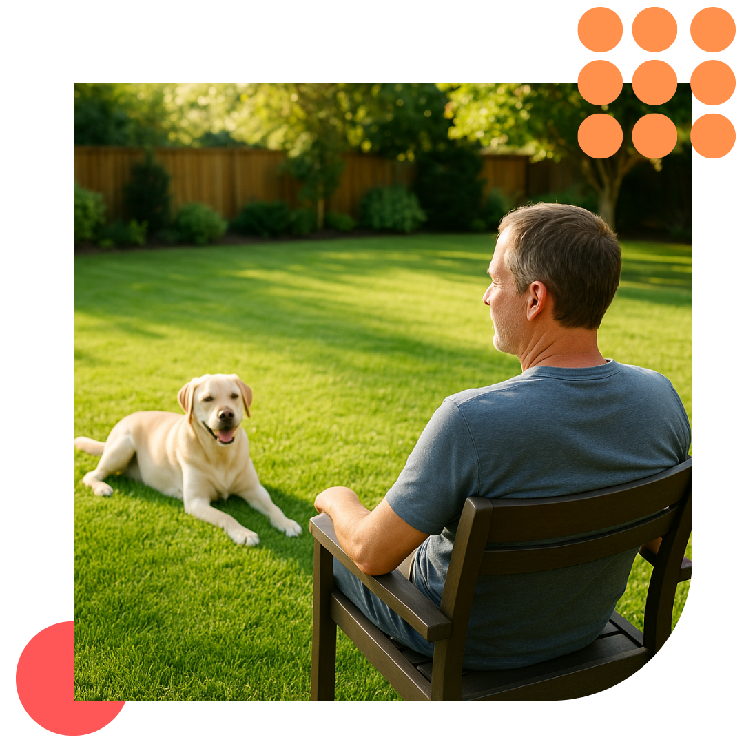 man enjoyed freshly pet waste removal
